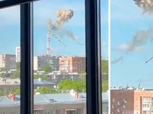 Русите урнаа 240 метри висок ТВ столб при нападот во Харков (ВИДЕО) 